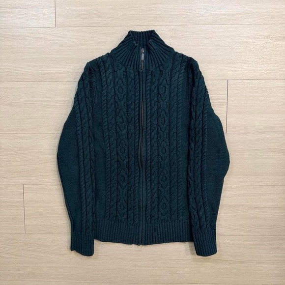 L.L. Bean Sweaters - L.L. Bean Green Fisherman Cable Knit Full Zip Sweater Womens Size Small